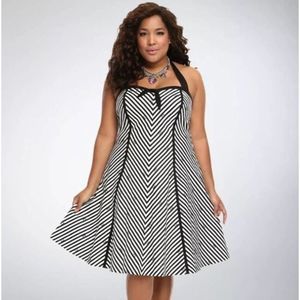 NEW Torrid 18W Barbie Fan Girl HALTER DRESS Retro Stripe Swing Flare Retired